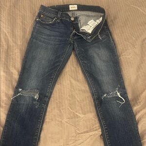 Hudson Jeans Dark Blue Distressed Skinny Jeans